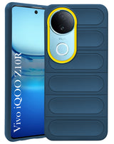 For Vivo iQOO Z10R Back Cover Case (Camera Lens Glass | Metal Stand Holder | Shockproof Hybrid | Anti Yellow | Black)