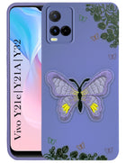 For Vivo Y21e | Vivo Y21A | Vivo Y32 Back Cover Case (Soft Butterfly Embroidery | Women Teen Girls | Camera Protection| Matte Silicone)