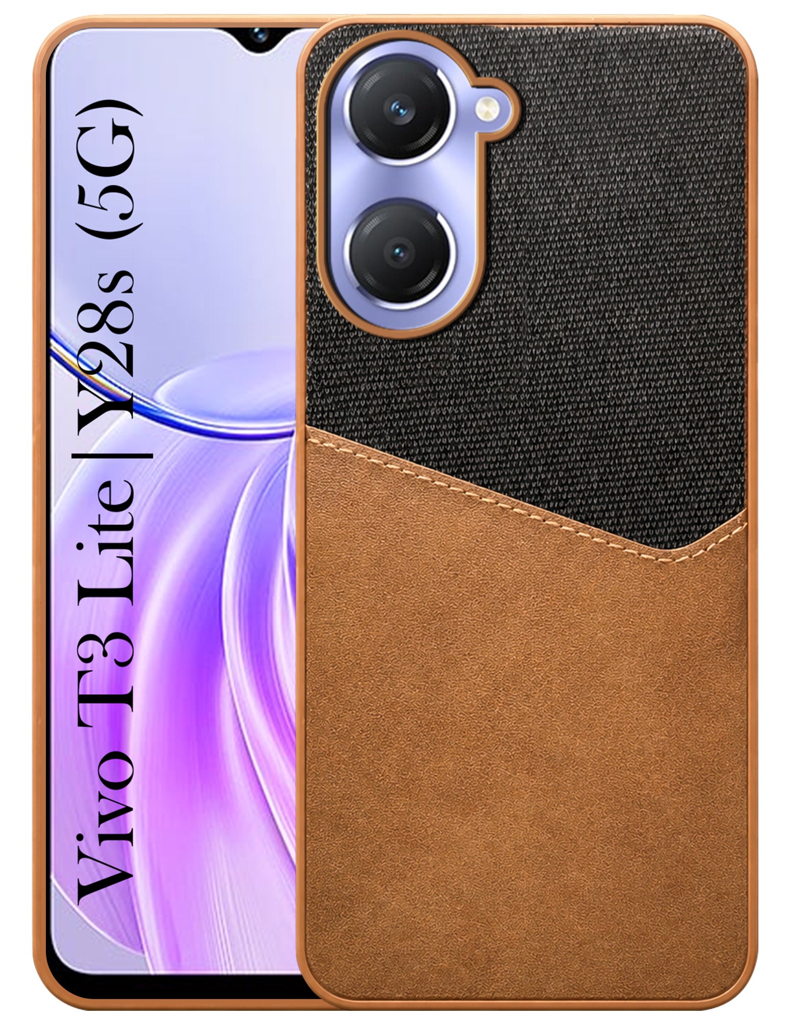 For Vivo T3 Lite 5G | Vivo Y28s 5G Back Cover Case (Dual PU Leather Stitch | Professional Minimalist | Soft and Flexible)