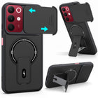 For Realme 15X Back Case Cover Metallic (Hybrid Armor Kickstand | Sliding Shutter Camera Protection | MagSafe Compatible)