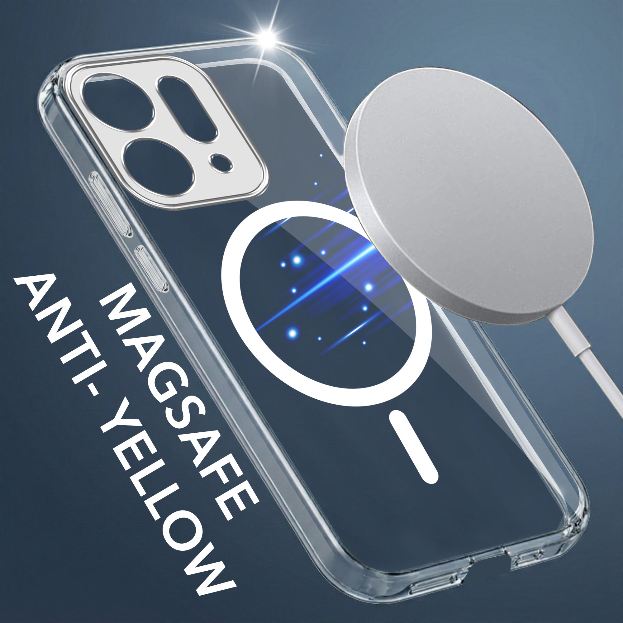 For Oppo Reno14 5G | Oppo Reno 14 5G Back Cover Case Lifetime Anti-Yellow MagSafe Compatible Clear (Sleek Hard Crystal | Shockproof and Camera Protection)
