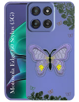 For Motorola Moto Edge 60 Stylus Back Cover Case (Soft Butterfly Embroidery | Women Teen Girls | Camera Protection| Matte Silicone)