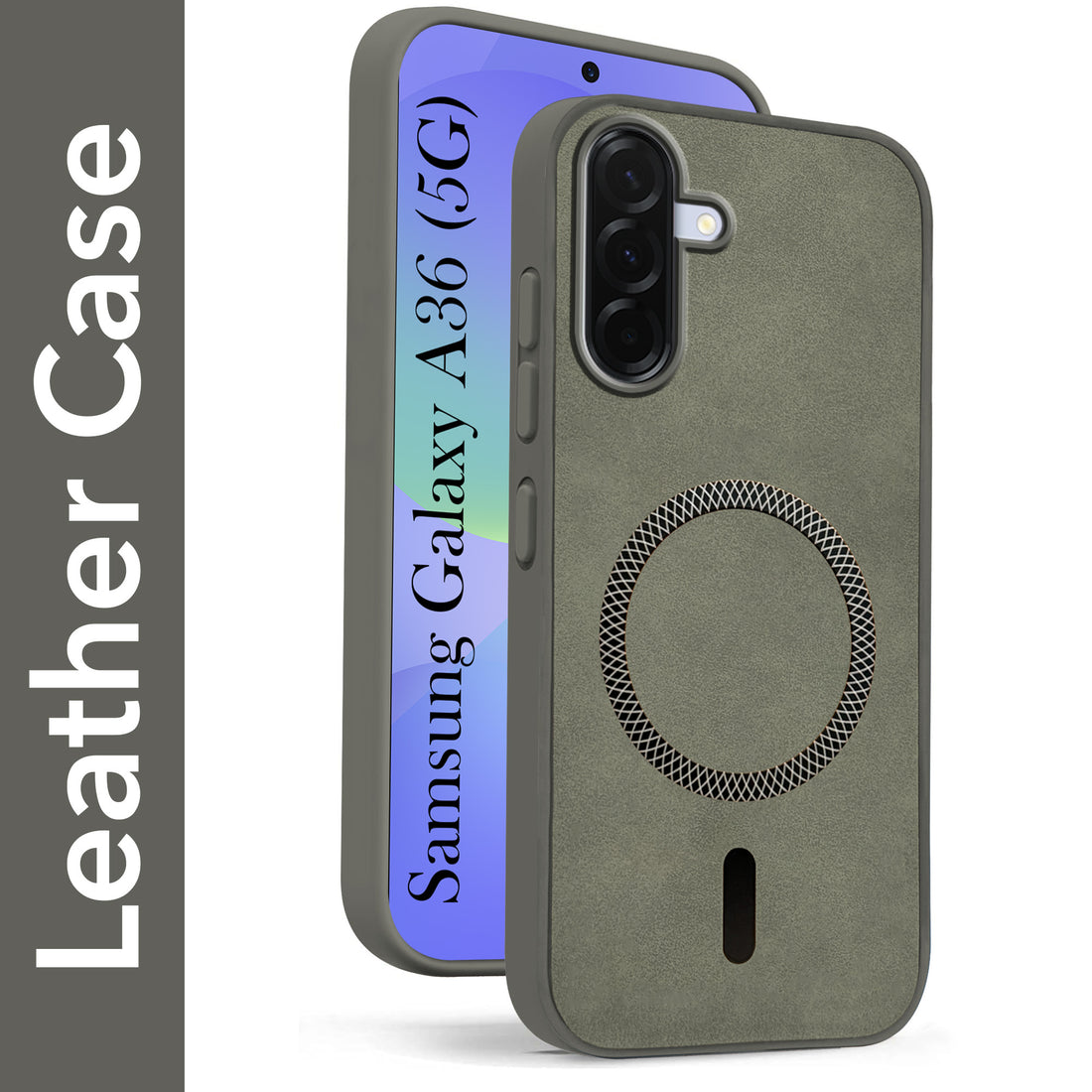 For Samsung Galaxy A36 5G Back Cover Case Leather Finish (MagSafe Compatible Wireless Charging | Soft Touch | Camera Bump Protection)