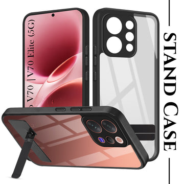 For Vivo V70 | Vivo V70 Elite (5G) Back Cover Case (Built-in Stand | Lifetime Anti Yellow | Kickstand Shockproof | Camera Protection | MagSafe Compatible)