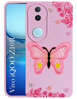 For Vivo iQOO Z10R Back Cover Case (Soft Butterfly Embroidery | Women Teen Girls | Camera Protection| Matte Silicone)