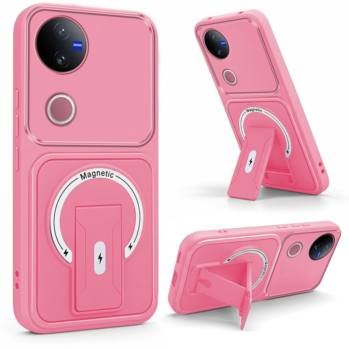 For Vivo V50 | Vivo V50e Back Case Cover Metallic (Hybrid Armor Kickstand | MagSafe Compatible | Camera Protection Shockproof)