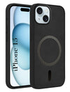 For Apple iPhone 15 Back Cover Case Leather Finish (MagSafe Compatible Wireless Charging | Soft Touch | Camera Bump Protection)