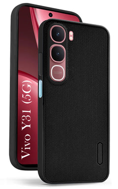 For Vivo Y31 5G Back Cover Case (Textured Grip Design | Micro-Fiber Cloth Inside | Slim and Light Weight | Soft Touch and Feel)