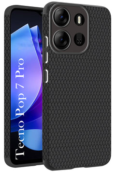For Tecno Pop 7 Pro Back Cover Case (Liquid Silicone | Side Grip | Camera Protection)