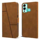 For Infinix Hot 12 Play Flip Cover Case (Stitched Leather with Magnetic Closure)