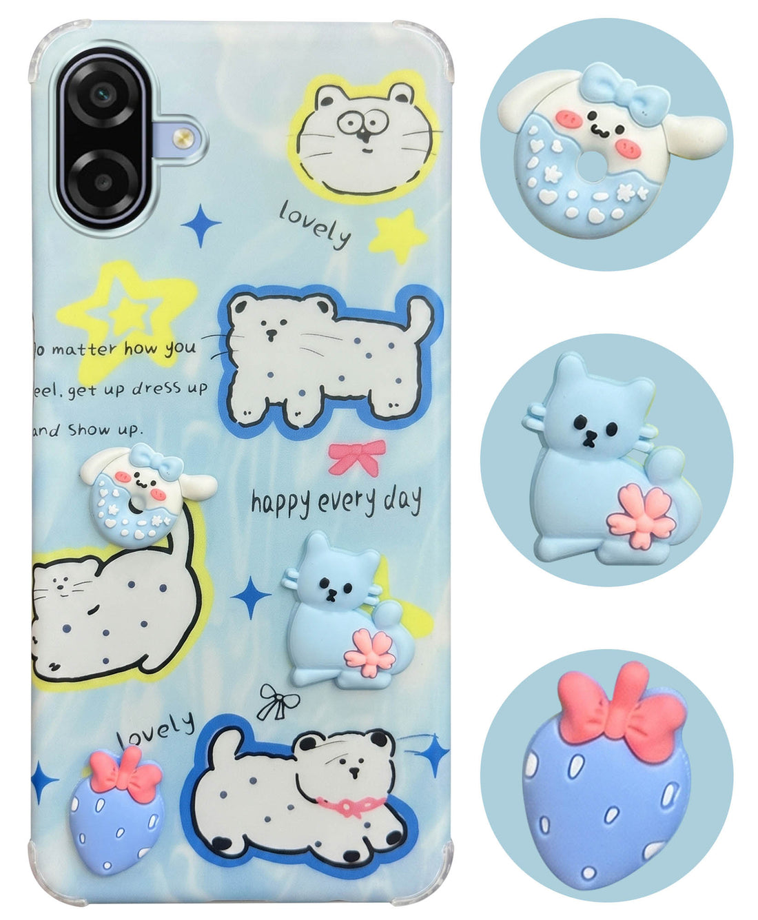 For Samsung Galaxy M17e Back Cover Case (3D Cute Cartoons | Hard Back Side Soft | Matte Premium Finish | HD Printing)