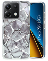 For Poco X6 5G Back Cover Case (Dual Design Glitter Sparkle and Detachable Diamond Print Case | Soft and Flexible)