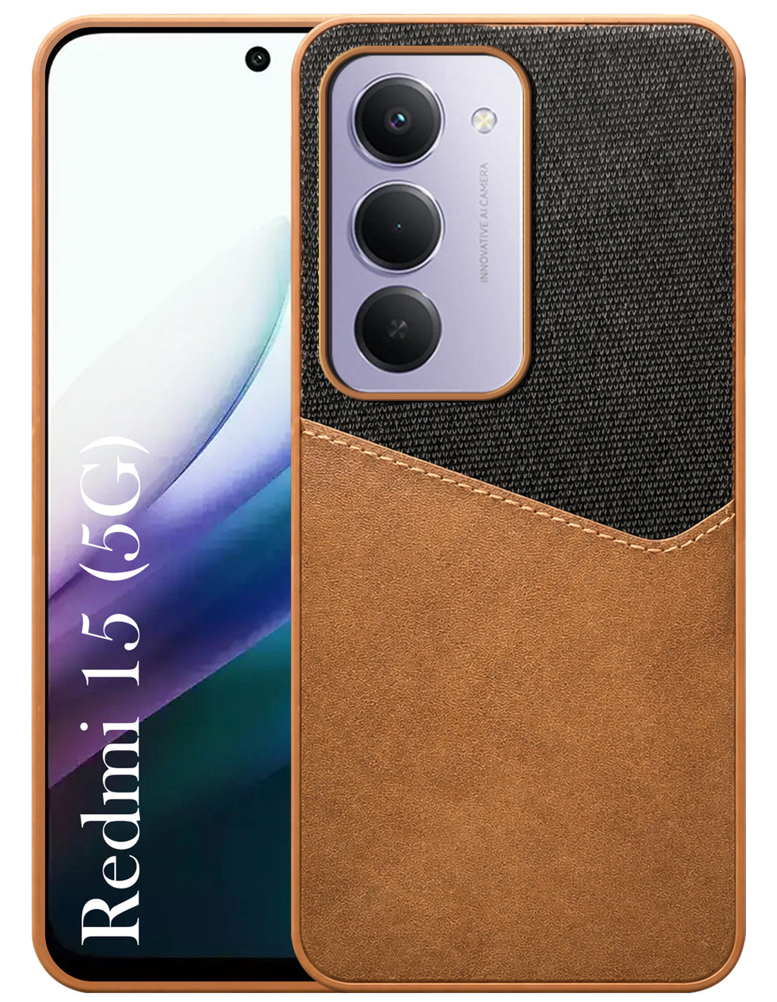For Redmi 15 Back Cover Case (Dual PU Leather Stitch | Professional Minimalist | Soft and Flexible)