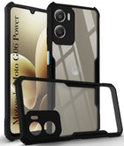For Motorola Moto G06 Power Back Cover Case Hybrid (Shockproof with Polycarbonate Clear Panel | Professional Black)