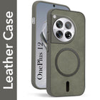 For OnePlus 12 5G Back Cover Case Leather Finish (MagSafe Compatible Wireless Charging | Soft Touch | Camera Bump Protection)
