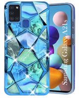 For Samsung Galaxy A21s Back Cover Case (Dual Design Glitter Sparkle and Detachable Diamond Print Case | Soft and Flexible)