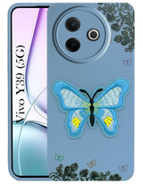 For Vivo Y39 Back Cover Case (Soft Butterfly Embroidery | Women Teen Girls | Camera Protection| Matte Silicone)