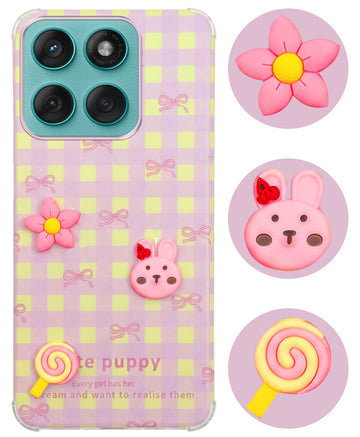 For Motorola Moto Edge 60 Fusion Back Cover Case (3D Cute Cartoons | Hard Back Side Soft | Matte Premium Finish | HD Printing)