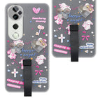 For Vivo T3 Ultra Back Cover Case (3D Cute Heart Strap Holder | Camera Protection | Designer Girls Print)