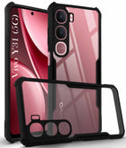 For Vivo Y31 5G Back Cover Case Hybrid (Shockproof with Polycarbonate Clear Panel | Professional Black)