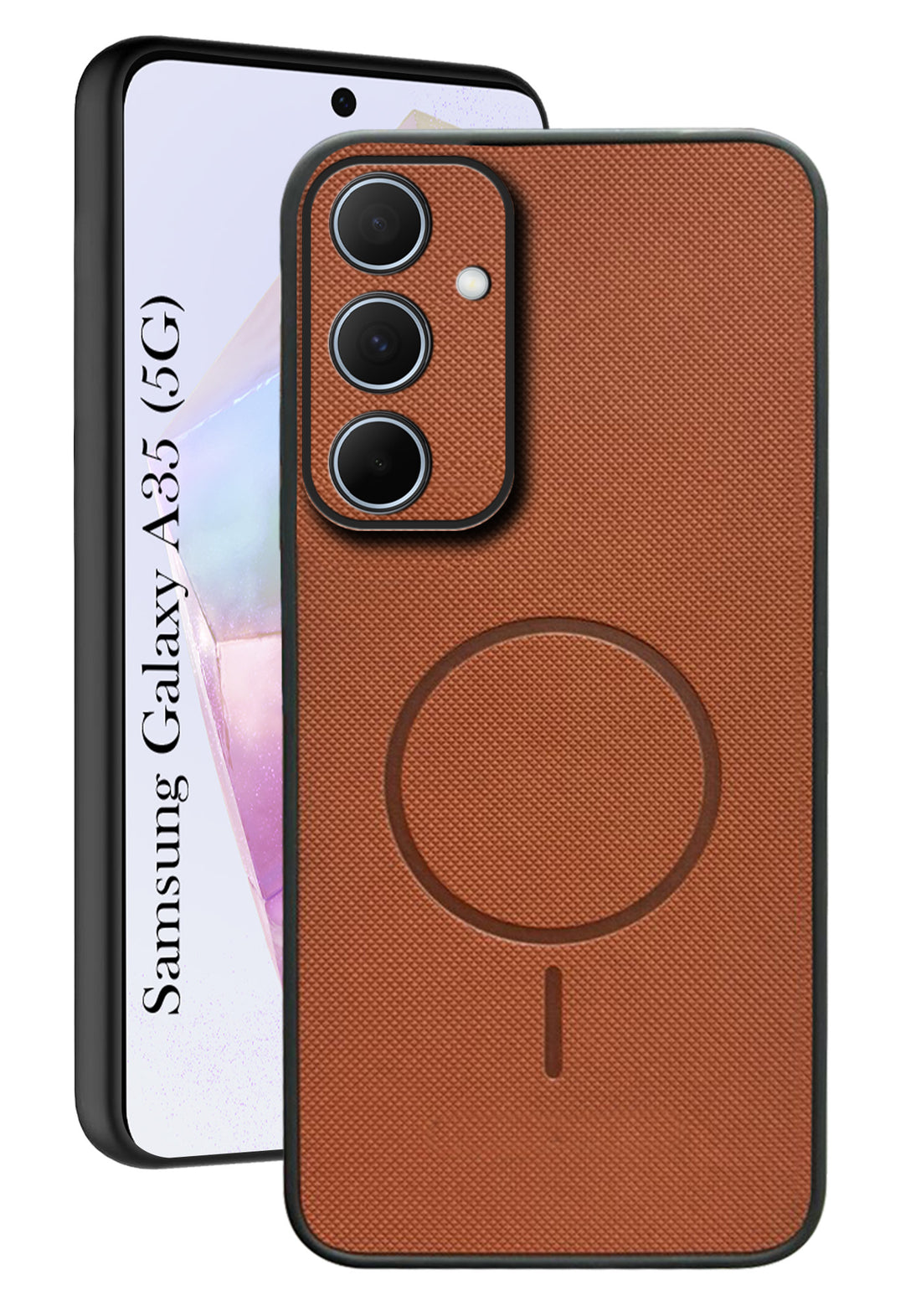 For Samsung Galaxy A35 5G Back Cover Case PU Leather (Texture Grip Design | Professional Minimalist | Camera Protection | Soft and Flexible)