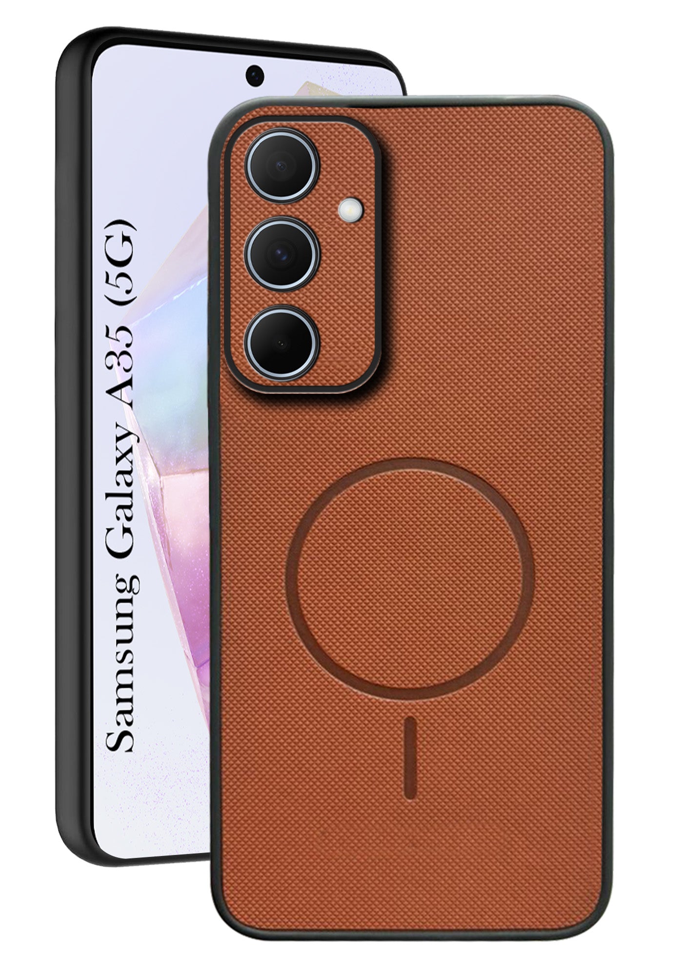 For Samsung Galaxy A35 5G Back Cover Case PU Leather (Texture Grip Design | Professional Minimalist | Camera Protection | Soft and Flexible)