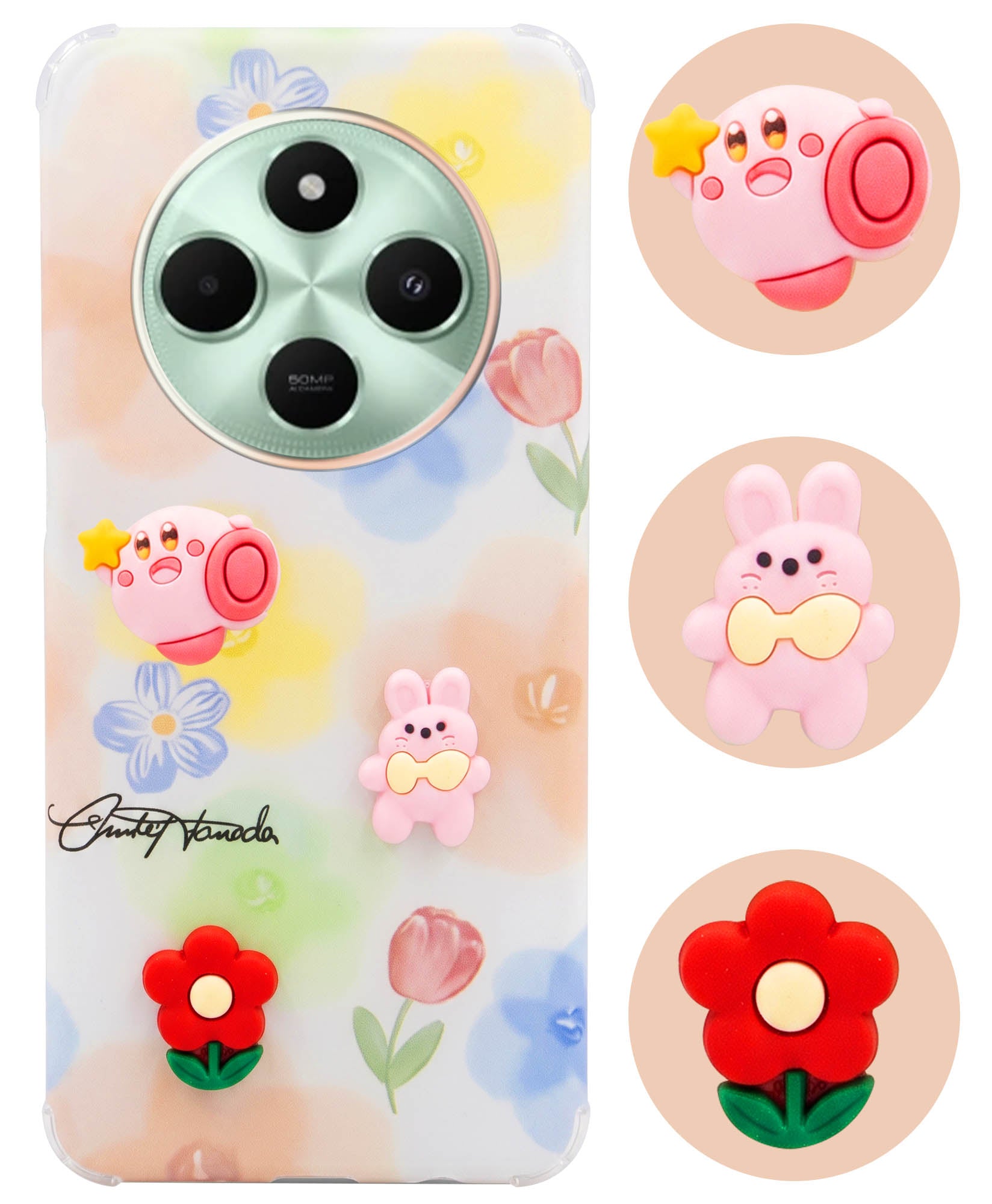 For Poco C75 | Poco M7 Back Cover Case (3D Cute Cartoons | Hard Back Side Soft | Matte Premium Finish | HD Printing)