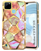 For Realme C21Y | C25Y Back Cover Case ( Dual Design Glitter Sparkle and Detachable Diamond Print Case | Soft and Flexible)