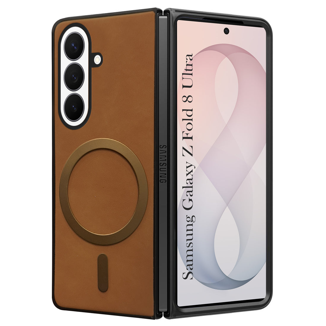 For Samsung Galaxy Z Fold 8 Ultra Back Cover Case Leather Finish (MagSafe Wireless Charging Compatible | Inside Microfiber Cloth)