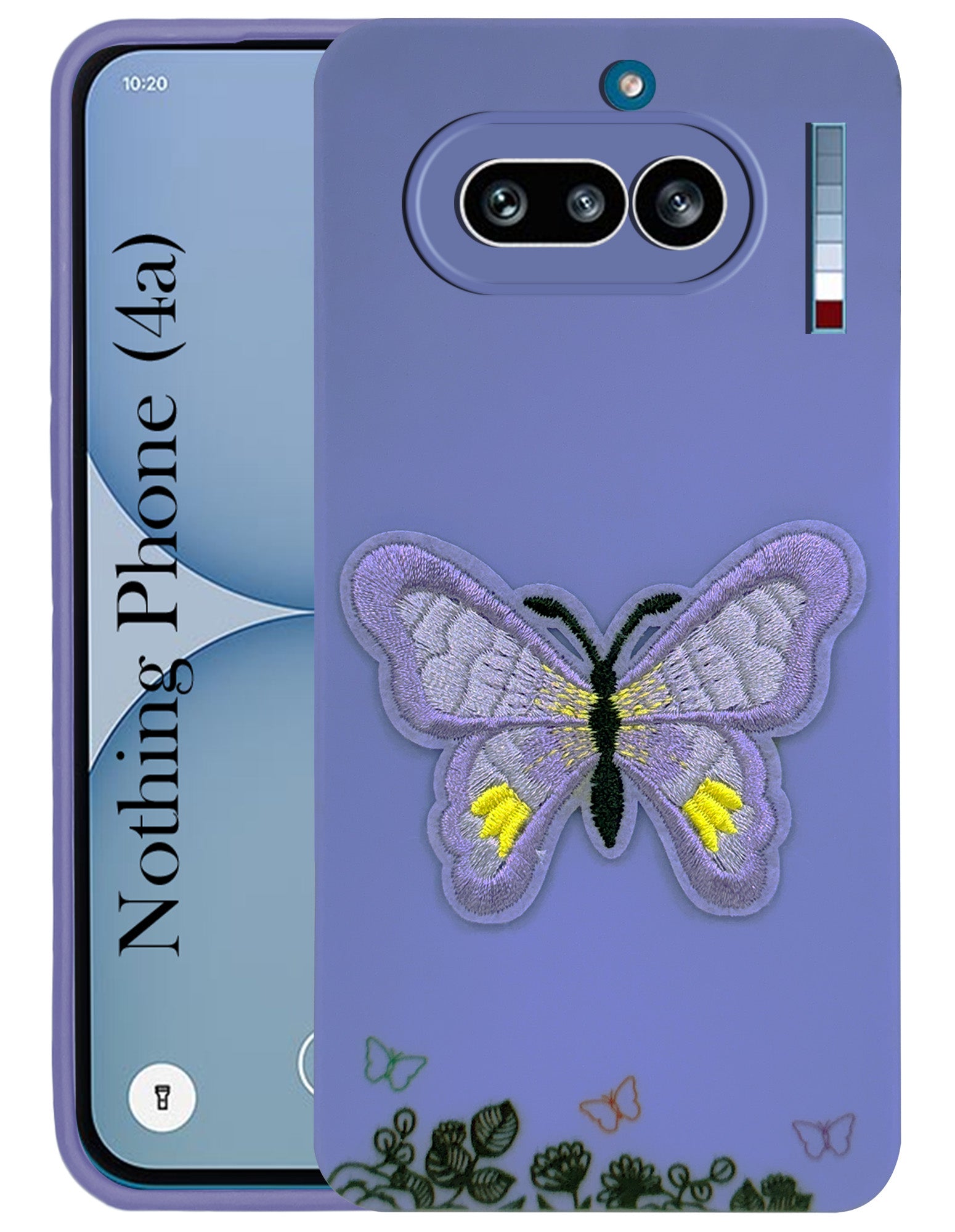 For Nothing Phone 4A 5G Back Cover Case (Soft Butterfly Embroidery | Women Teen Girls | Camera Protection| Matte Silicone)