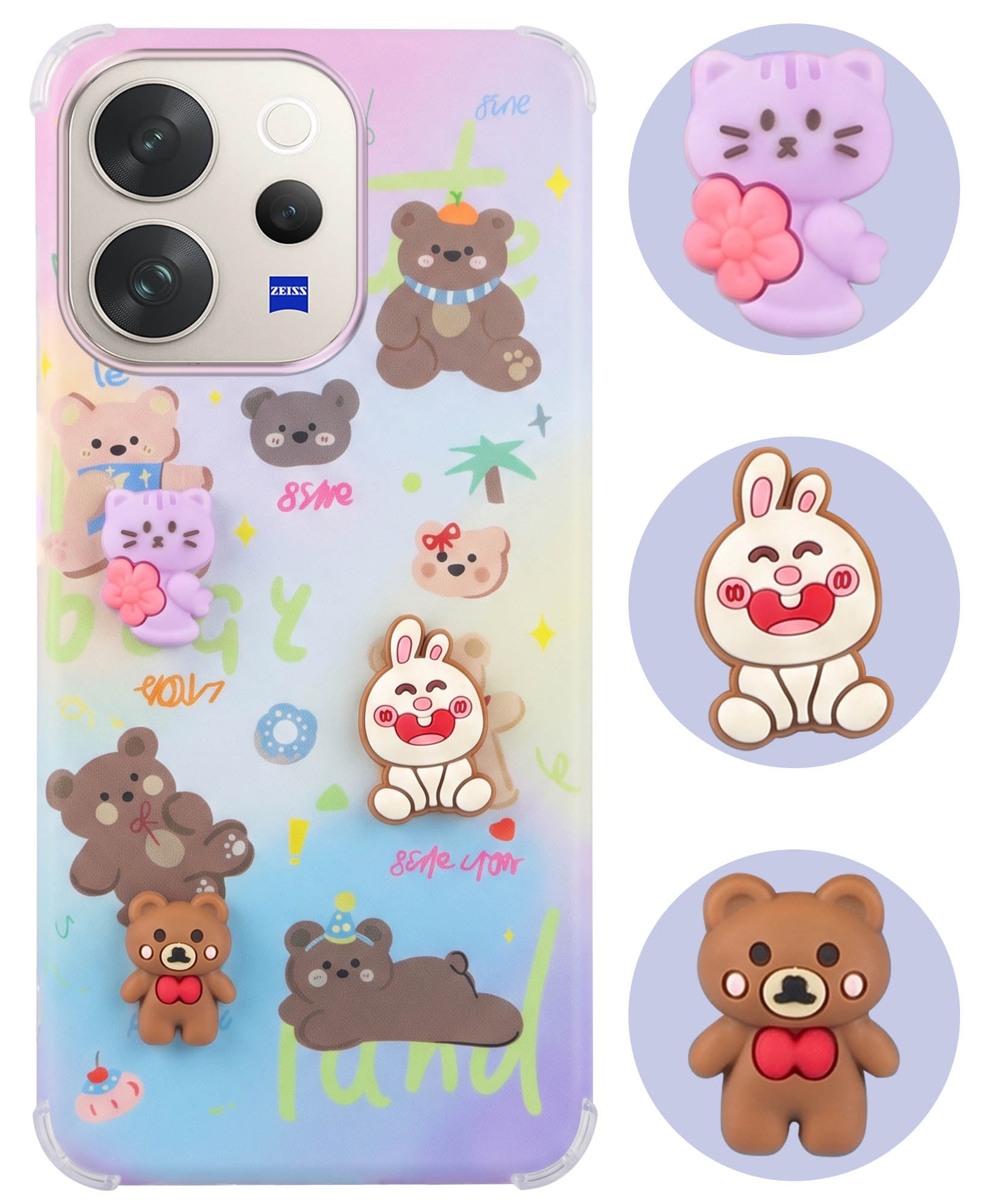 For Vivo V70 | Vivo V70 Elite 5G Back Cover Case (3D Cute Cartoons | Hard Back Side Soft | Matte Premium Finish | HD Printing)