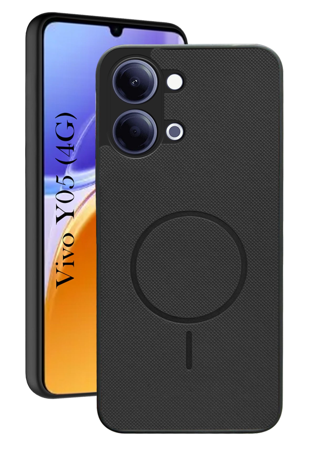 For Vivo Y05 4G Back Cover Case PU Leather (Texture Grip Design | Professional Minimalist | Camera Protection | Soft and Flexible)