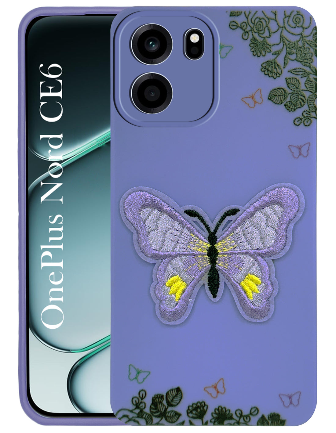 For Oneplus Nord CE 6 Back Cover Case (Soft Butterfly Embroidery | Women Teen Girls | Camera Protection| Matte Silicone)