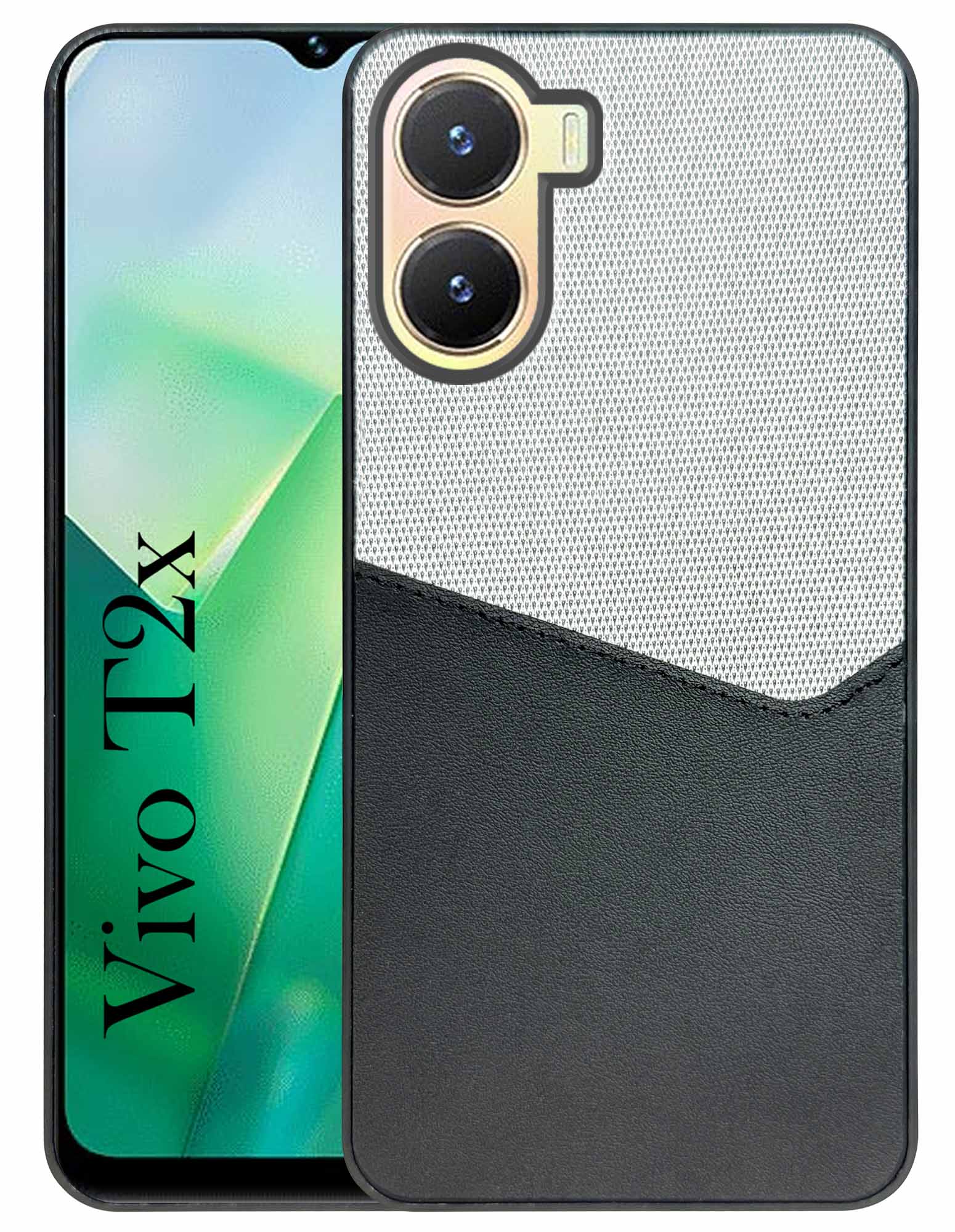 For Vivo T2x Back Cover Case (Dual PU Leather Stitch | Professional Minimalist | Soft and Flexible)