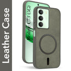 For Realme C73 Back Cover Case Leather Finish (MagSafe Compatible Wireless Charging | Soft Touch | Camera Bump Protection)