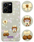 For Vivo Y35 Back Cover Case (3D Cute Cartoons | Hard Back Side Soft | Matte Premium Finish | HD Printing)