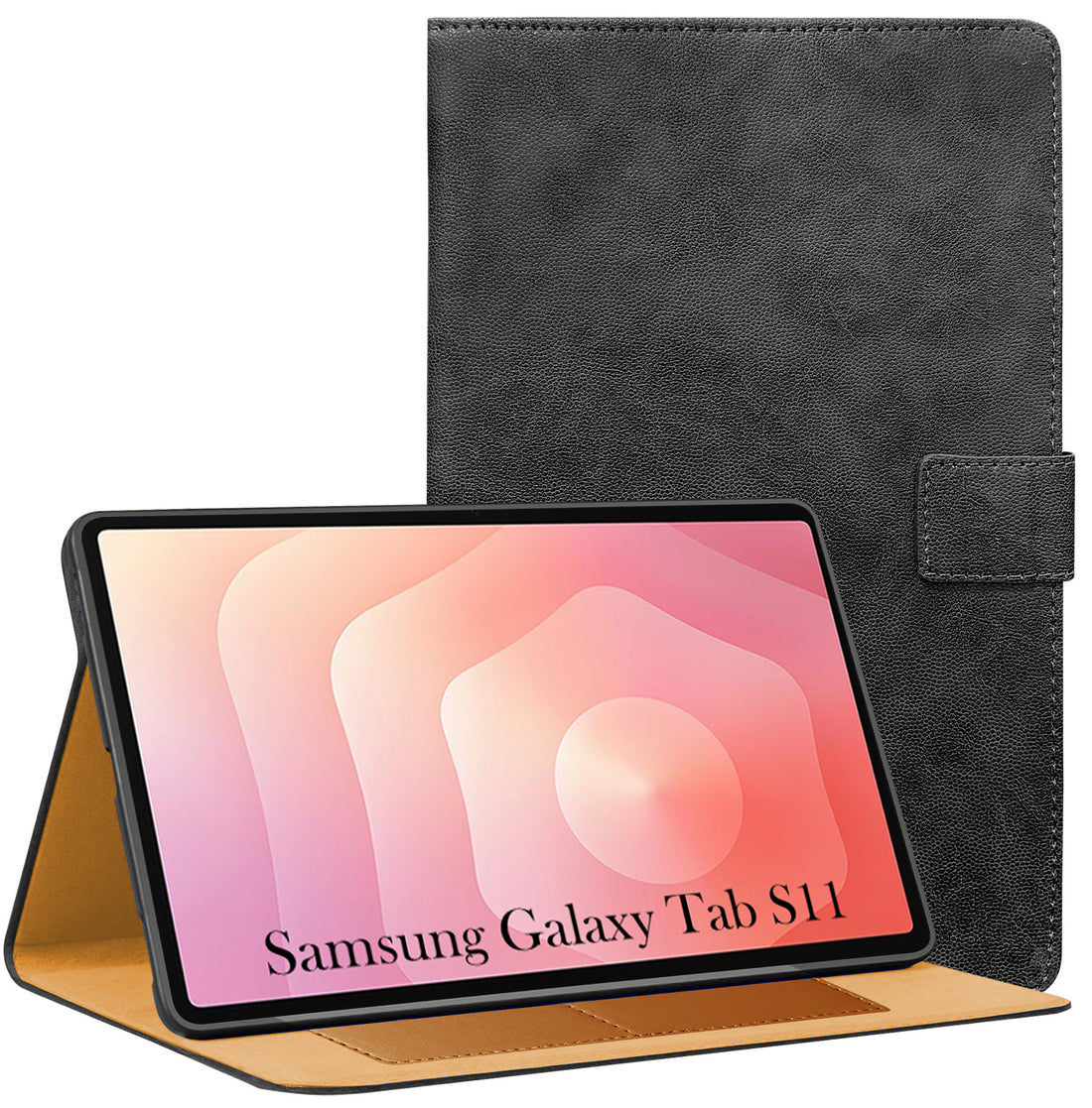 For Samsung Galaxy Tab S11 11 Inch SM-X730/X736/X736B Flip Cover Folio Cover (PU Leather | Multi-Angle Smart Stand | Card Storage Slots | Silicone Back Pouch)