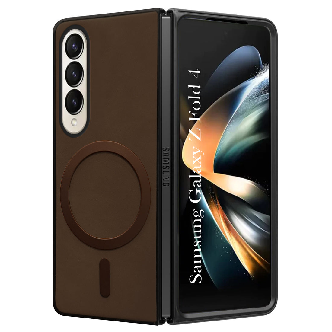 For Samsung Galaxy Z Fold 4 5G Back Cover Case (MagSafe Wireless Charging Compatible | Sleek Leather Finish | Inside Microfiber Cloth)
