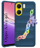 For Oppo A5X Back Cover Case (Wrist Hanging Chain | Teddy Bracelet Charms | Matte Liquid Silicone | Camera Protection Ring)
