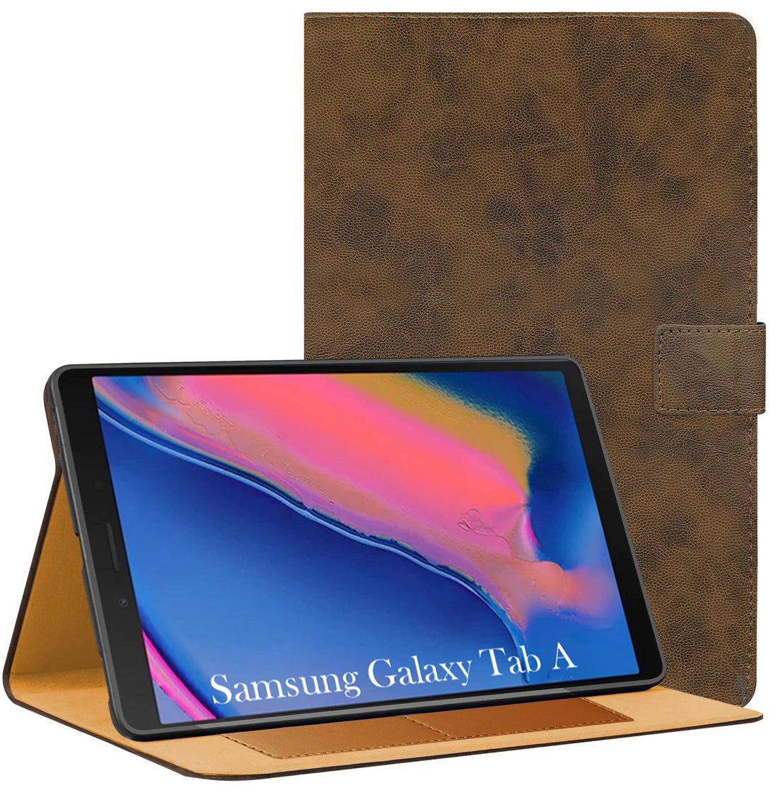 For Samsung Galaxy Tab A 8 Inch SM-T290/T295 Flip Case Cover Folio Cover(PU Matte Leather | Multi-Angle Smart Stand | Card Storage Slots | Silicone Back Pouch)