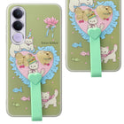 For Vivo V70 FE 5G Back Cover Case (3D Cute Heart Strap Holder | Camera Protection | Designer Girls Print)
