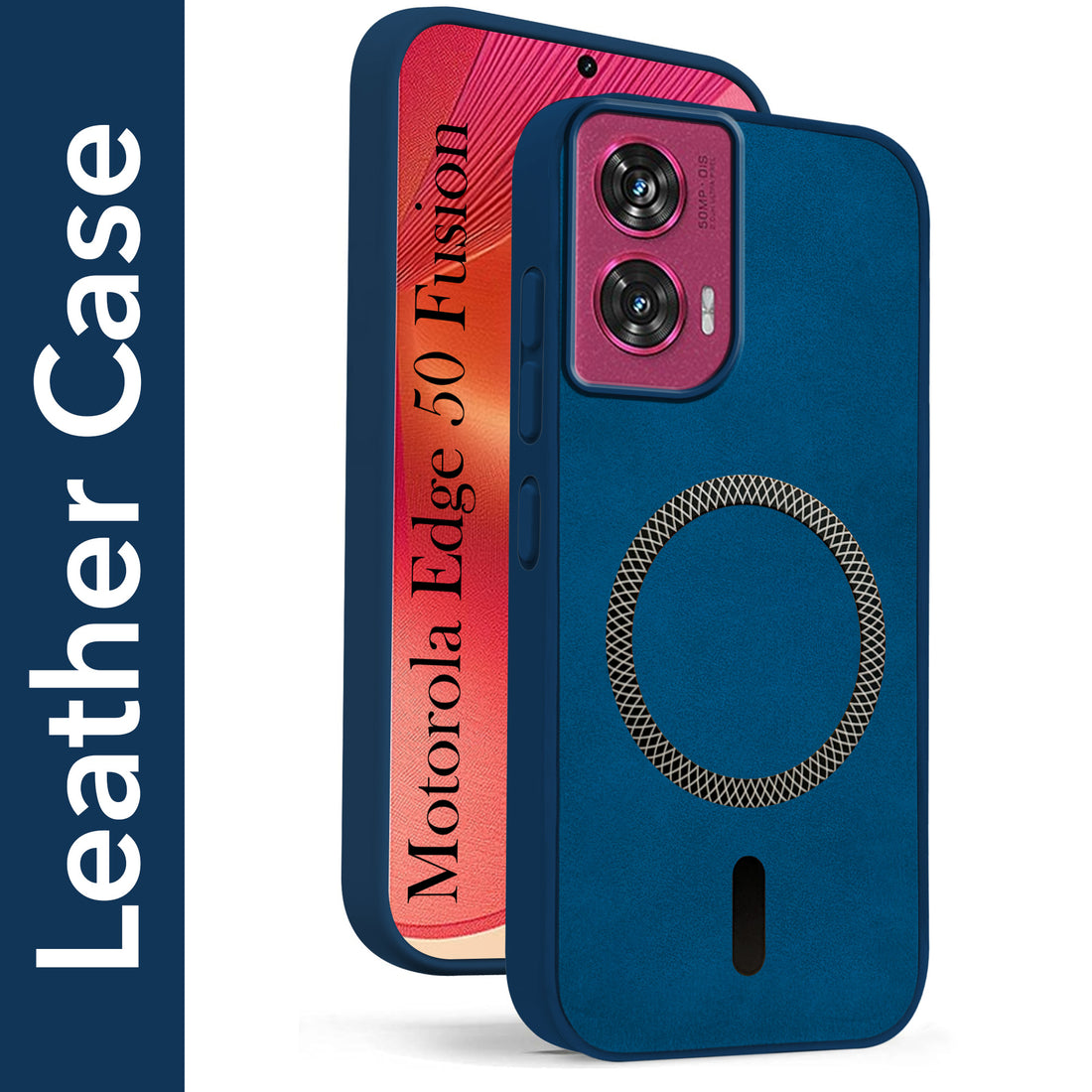 For Motorola Moto Edge 50 Fusion Back Cover Case Leather Finish (MagSafe Compatible Wireless Charging | Soft Touch | Camera Bump Protection)