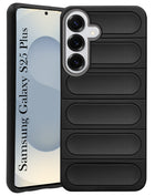 For Samsung Galaxy S25 Plus Back Cover Case (Matte Liquid Silicone | Professional Design | Camera Protection | Wave Black)