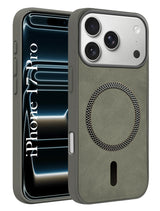 For Apple iPhone 17 Pro Back Cover Case Leather Finish (MagSafe Compatible Wireless Charging | Soft Touch | Camera Bump Protection)