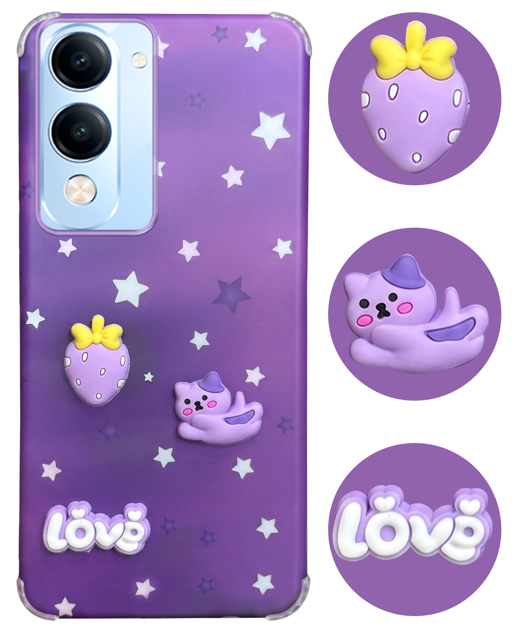 For Vivo iQOO Z10 Lite Back Cover Case (3D Cute Cartoons | Hard Back Side Soft | Matte Premium Finish | HD Printing)