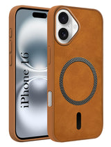 For Apple iPhone 16 Back Cover Case (Sleek Leather Finish | MagSafe Compatible Wireless Charging | Camera Bump Protection)