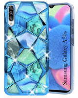 For Samsung Galaxy A30s Back Cover Case (Dual Design Glitter Sparkle and Detachable Diamond Print Case | Soft and Flexible)