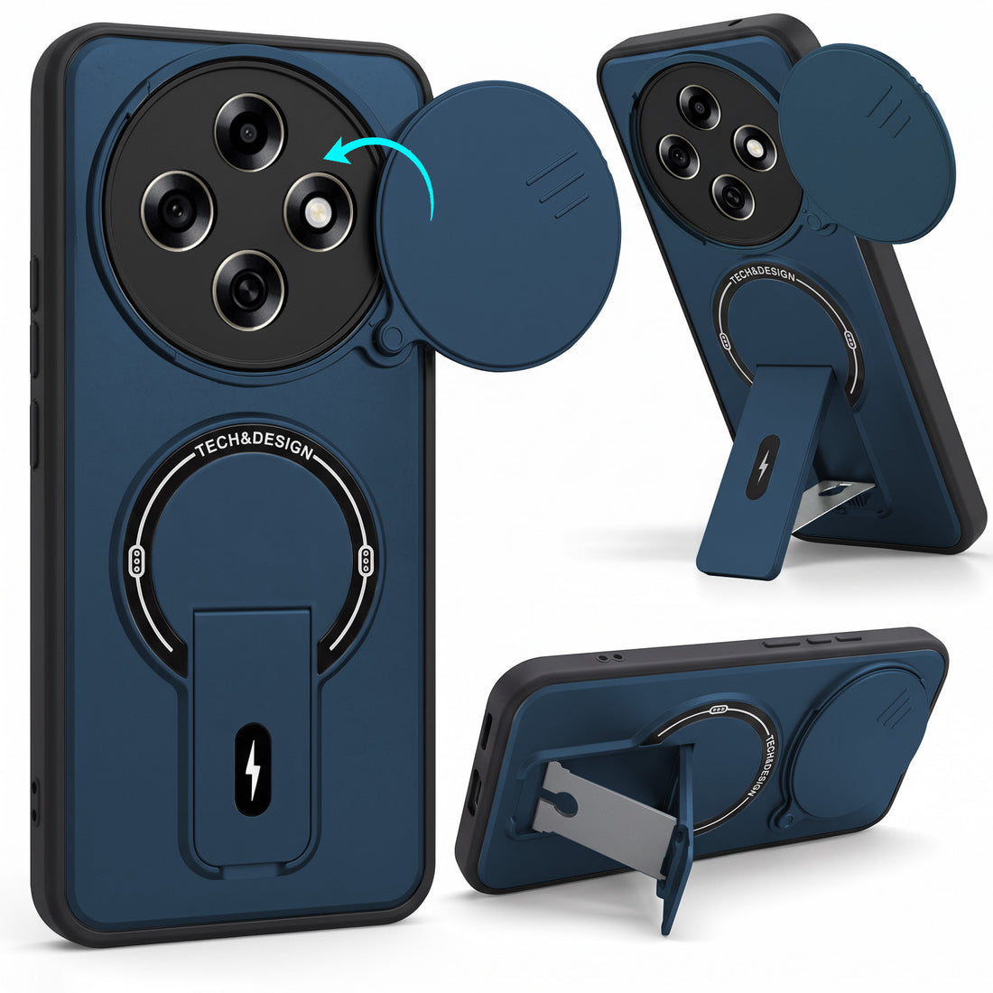 For Oppo F31 Pro Back Case Cover Metallic (Hybrid Armor Kickstand | Sliding Shutter Camera Protection | MagSafe Compatible)
