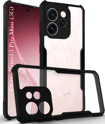For Oppo Reno15 Pro Mini 5G | Oppo Reno 15 Pro Mini 5G Back Cover Case Hybrid (Shockproof with Polycarbonate Clear Panel | Professional Black)