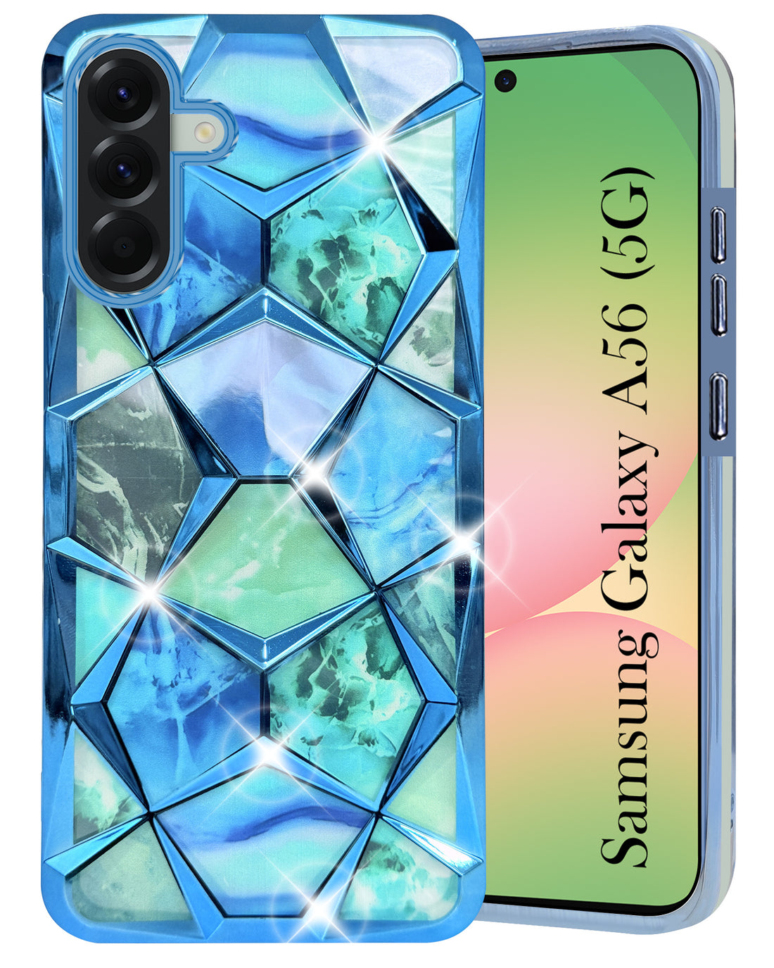 For Samsung Galaxy A56 Back Cover Case (Dual Design Glitter Sparkle and Detachable Diamond Print Case | Soft and Flexible)